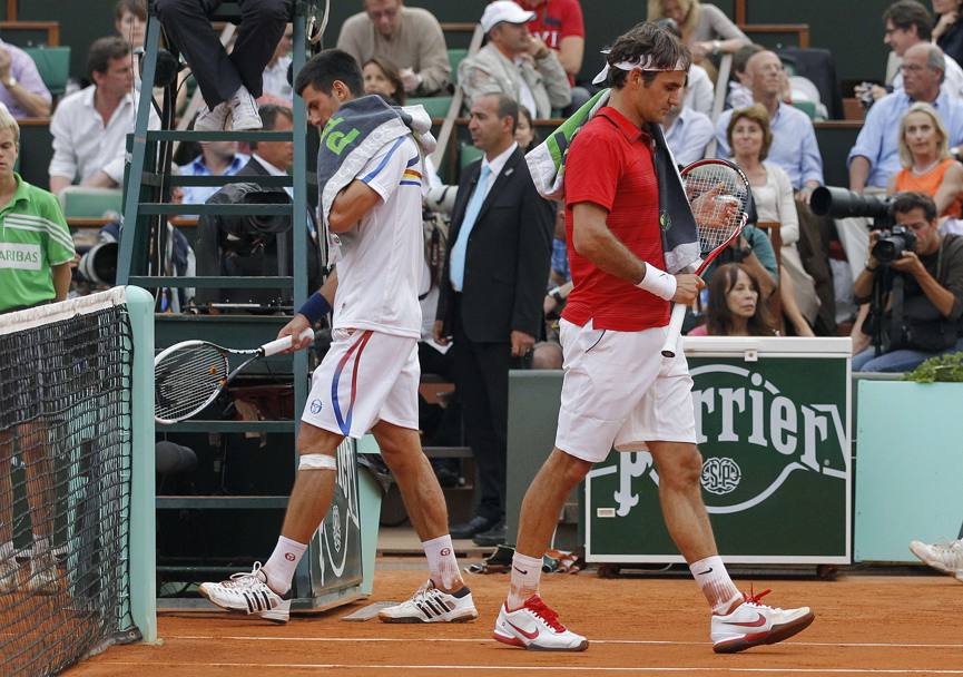 Semifinale del Roland Garros 2011: s&#39;impone Federer 7-6 (5) 6-3 3-6 7-6 (5) che poi in finale s&#39;arrende a Nadal
